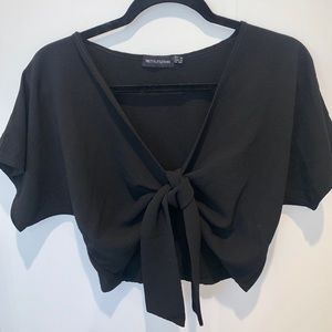 Black Front Tie Top